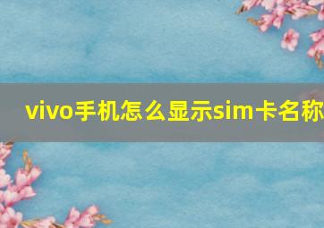 vivo手机怎么显示sim卡名称