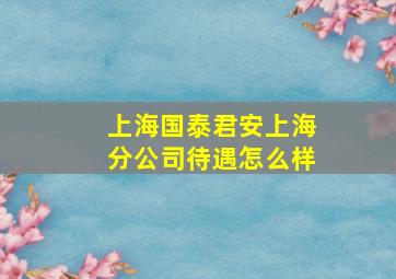 上海国泰君安上海分公司待遇怎么样