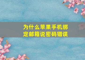 为什么苹果手机绑定邮箱说密码错误