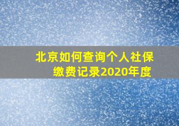 北京如何查询个人社保缴费记录2020年度