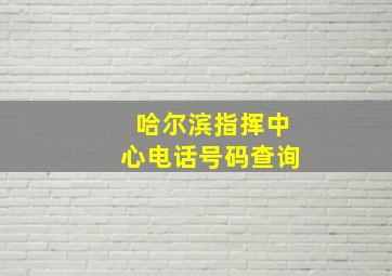 哈尔滨指挥中心电话号码查询