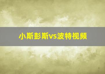 小斯彭斯vs波特视频