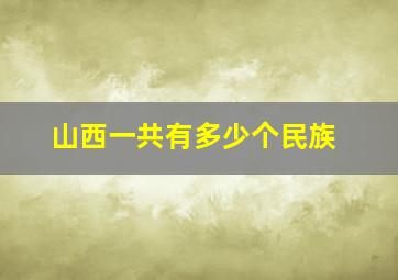 山西一共有多少个民族