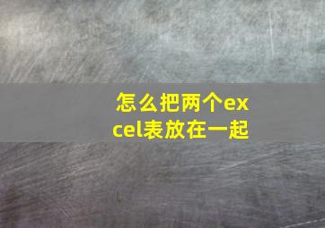 怎么把两个excel表放在一起