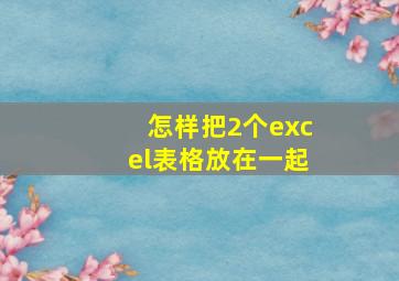 怎样把2个excel表格放在一起