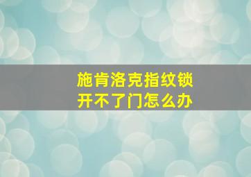 施肯洛克指纹锁开不了门怎么办