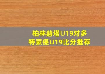 柏林赫塔U19对多特蒙德U19比分推荐