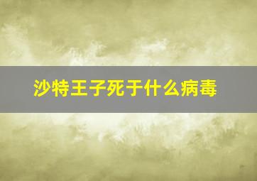 沙特王子死于什么病毒