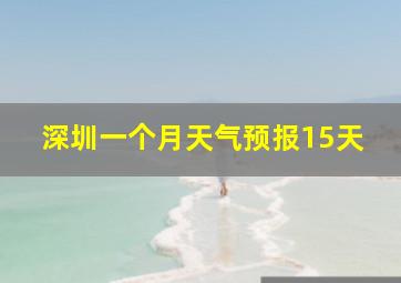 深圳一个月天气预报15天