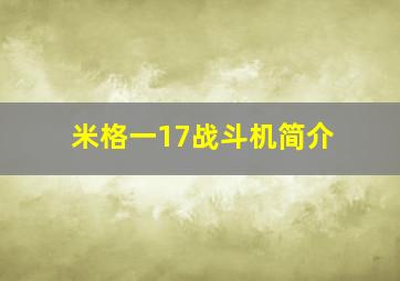 米格一17战斗机简介