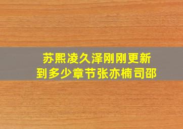 苏熙凌久泽刚刚更新到多少章节张亦楠司邵