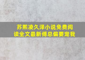 苏熙凌久泽小说免费阅读全文最新傅总偏要宠我