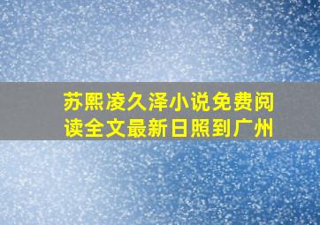 苏熙凌久泽小说免费阅读全文最新日照到广州