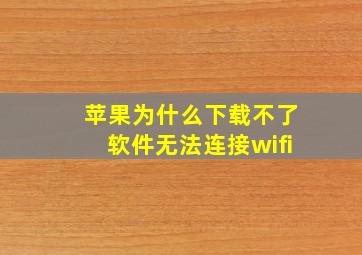 苹果为什么下载不了软件无法连接wifi