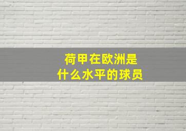 荷甲在欧洲是什么水平的球员