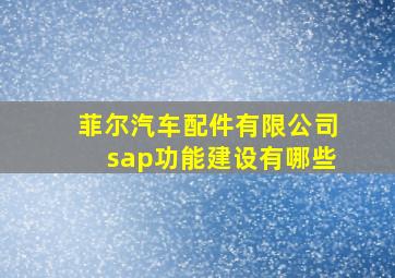 菲尔汽车配件有限公司sap功能建设有哪些