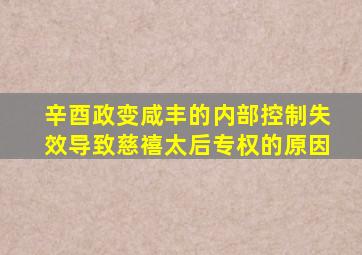 辛酉政变咸丰的内部控制失效导致慈禧太后专权的原因